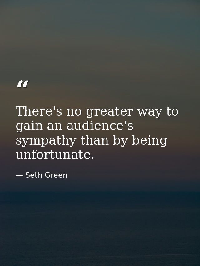 There's no greater way to gain an audience's sympathy than by being unfortunate. — Seth Green