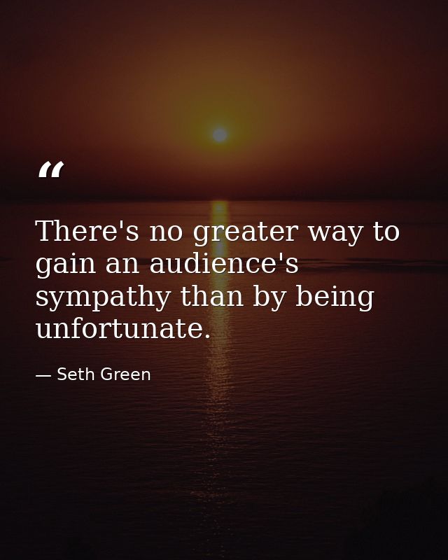 There's no greater way to gain an audience's sympathy than by being unfortunate. — Seth Green