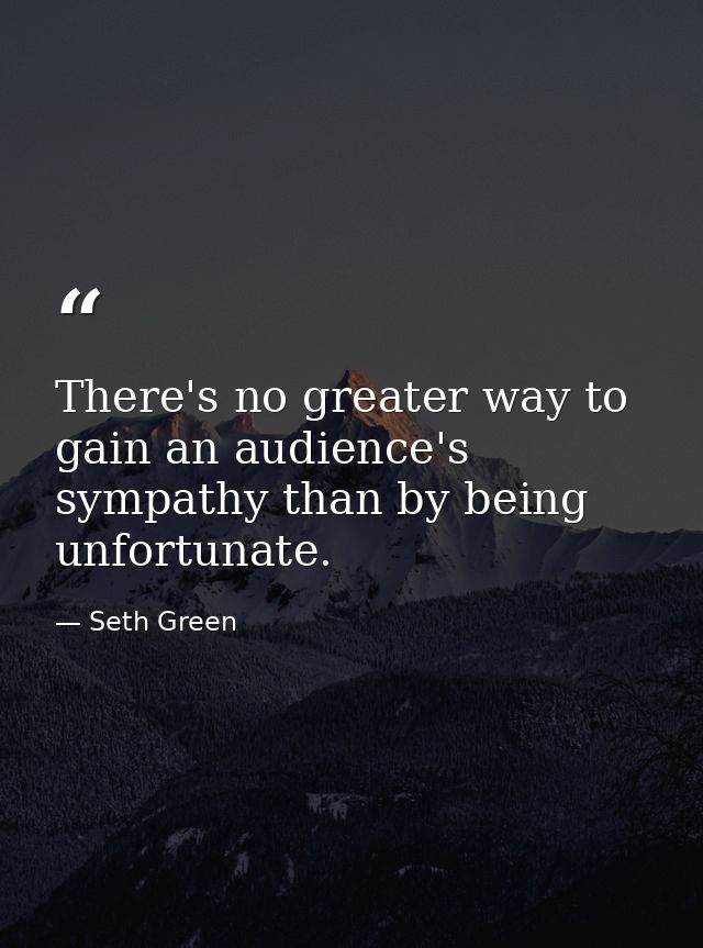 There's no greater way to gain an audience's sympathy than by being unfortunate. — Seth Green