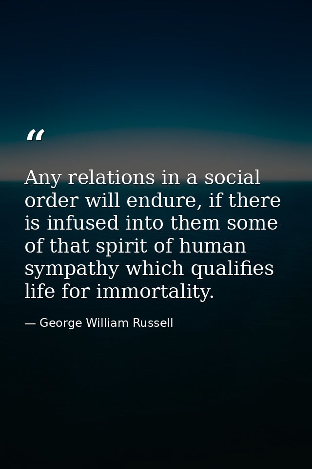 Any relations in a social order will endure, if there is infused into them some of that spirit of human sympathy which q — George William Russell
