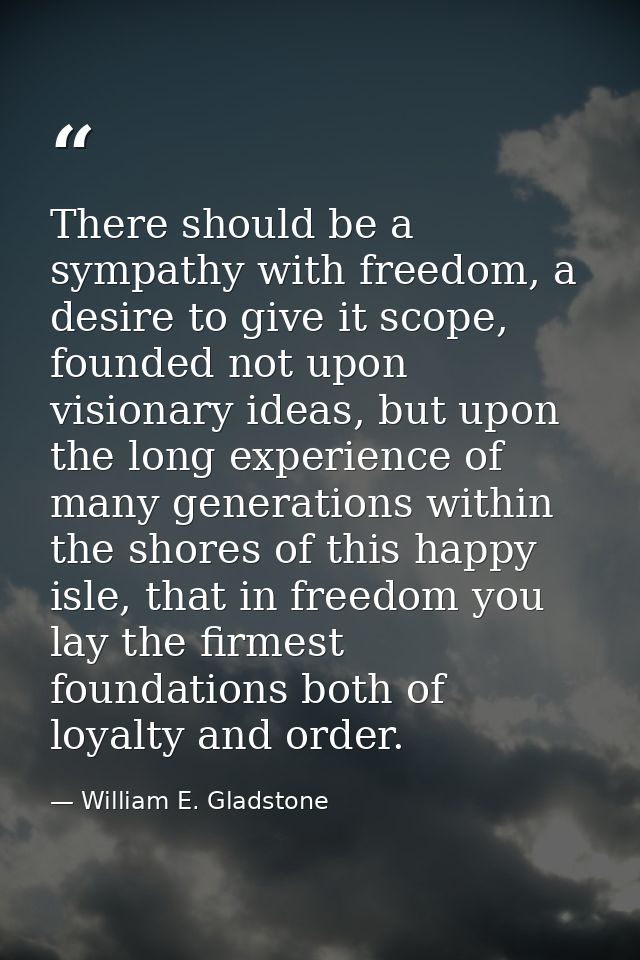 There should be a sympathy with freedom, a desire to give it scope, founded not upon visionary ideas, but upon the long  — William E. Gladstone