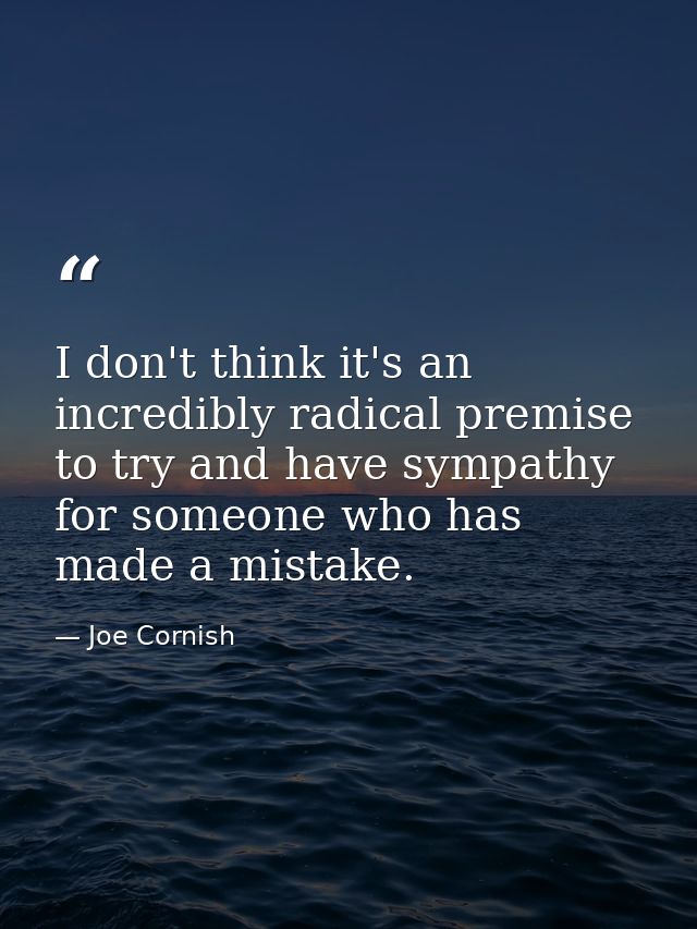 I don't think it's an incredibly radical premise to try and have sympathy for someone who has made a mistake. — Joe Cornish