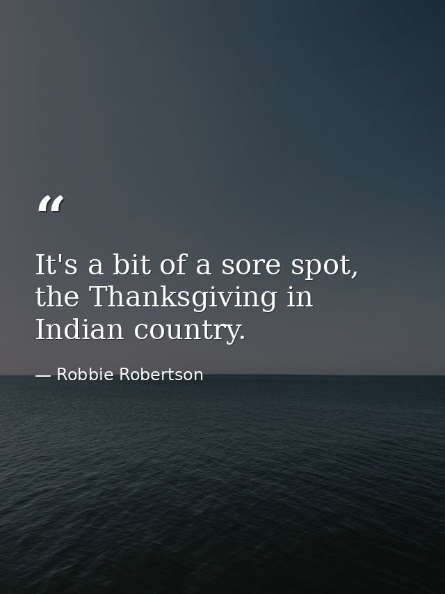 It's a bit of a sore spot, the Thanksgiving in Indian country. — Robbie Robertson
