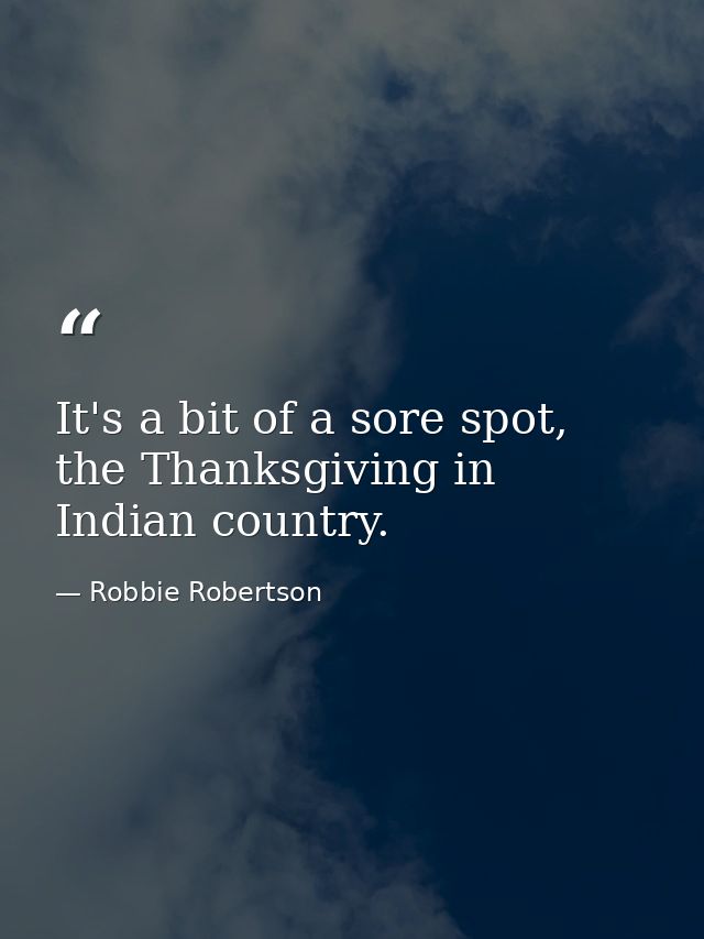It's a bit of a sore spot, the Thanksgiving in Indian country. — Robbie Robertson
