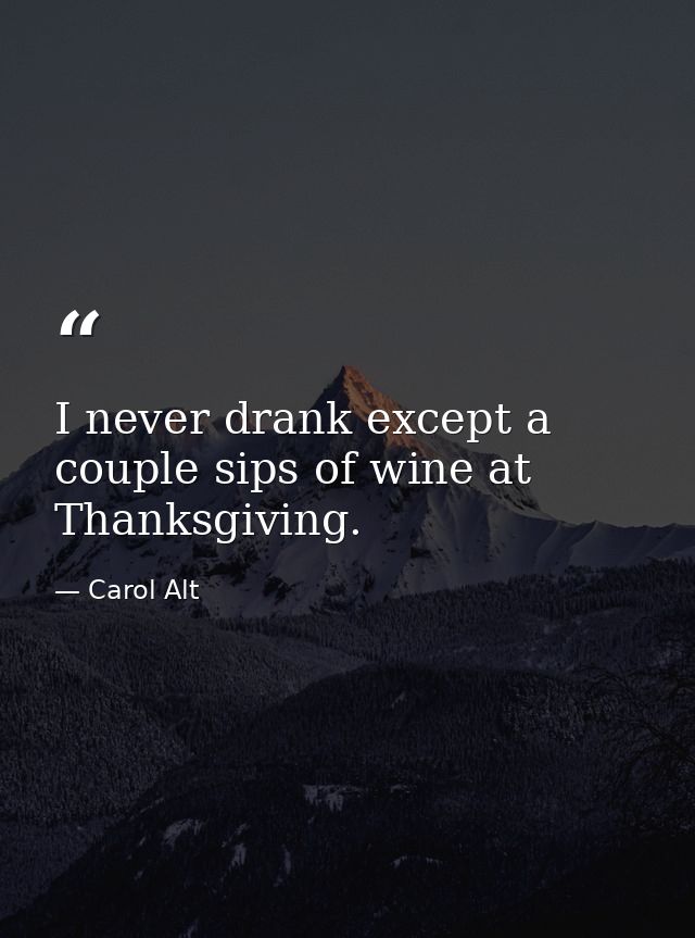 I never drank except a couple sips of wine at Thanksgiving. — Carol Alt