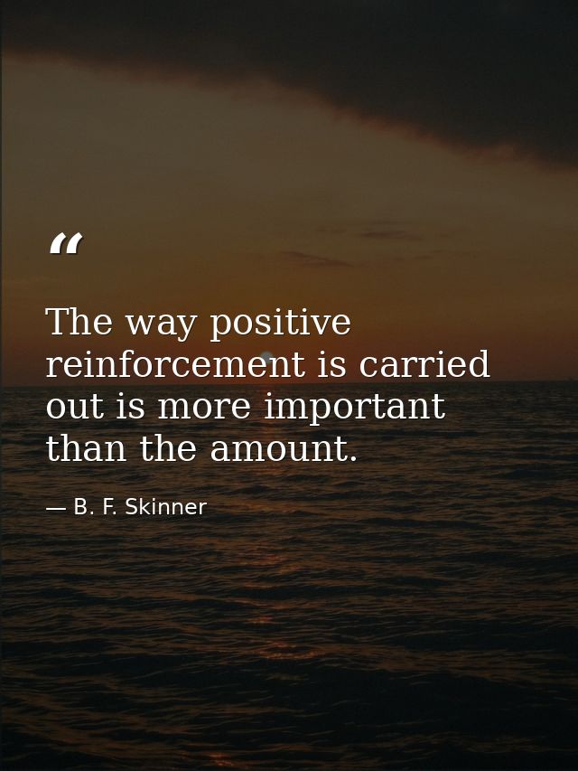 The way positive reinforcement is carried out is more important than the amount. — B. F. Skinner