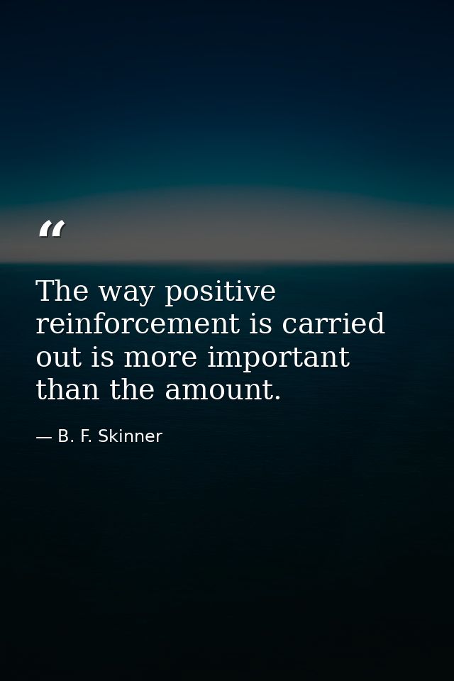 The way positive reinforcement is carried out is more important than the amount. — B. F. Skinner
