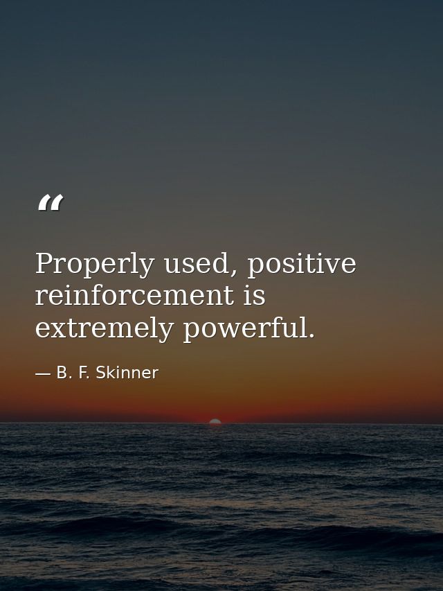 Properly used, positive reinforcement is extremely powerful. — B. F. Skinner