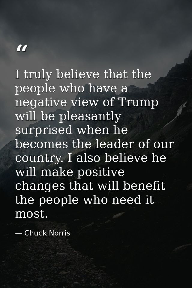 I truly believe that the people who have a negative view of Trump will be pleasantly surprised when he becomes the leade — Chuck Norris