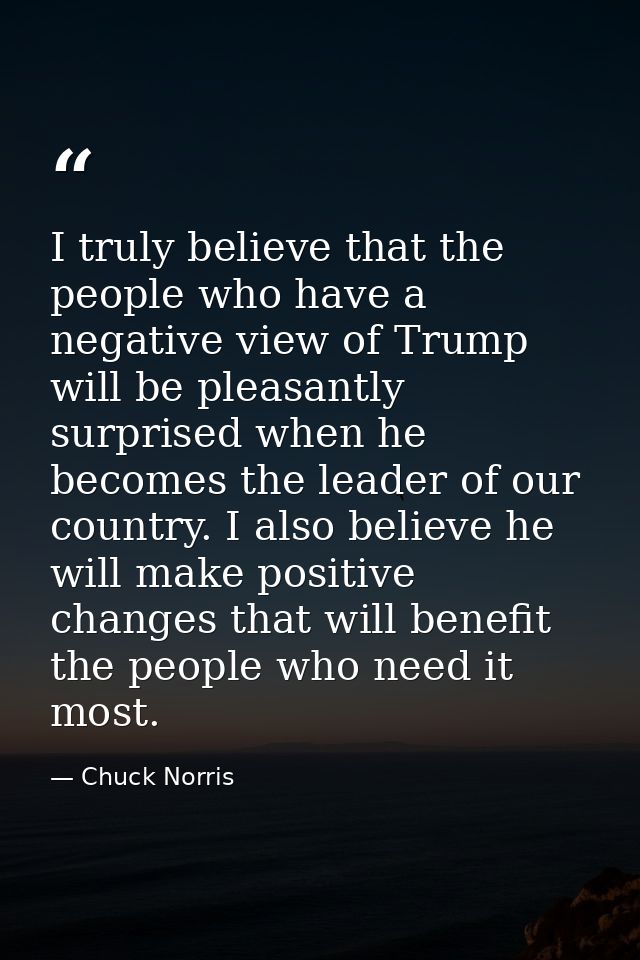 I truly believe that the people who have a negative view of Trump will be pleasantly surprised when he becomes the leade — Chuck Norris