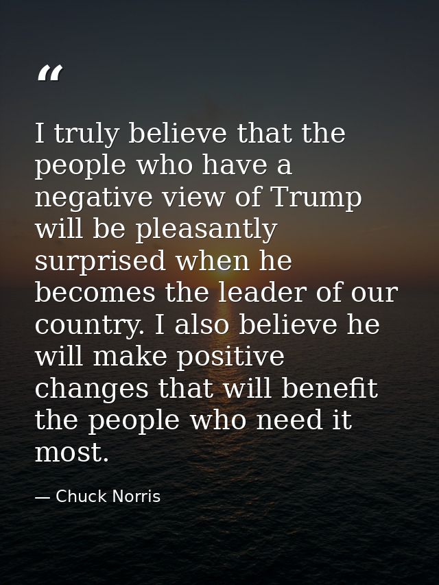 I truly believe that the people who have a negative view of Trump will be pleasantly surprised when he becomes the leade — Chuck Norris