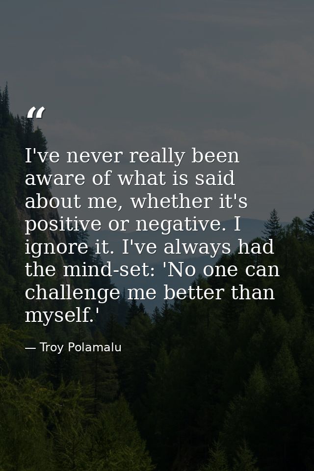 I've never really been aware of what is said about me, whether it's positive or negative. I ignore it. I've always had t — Troy Polamalu