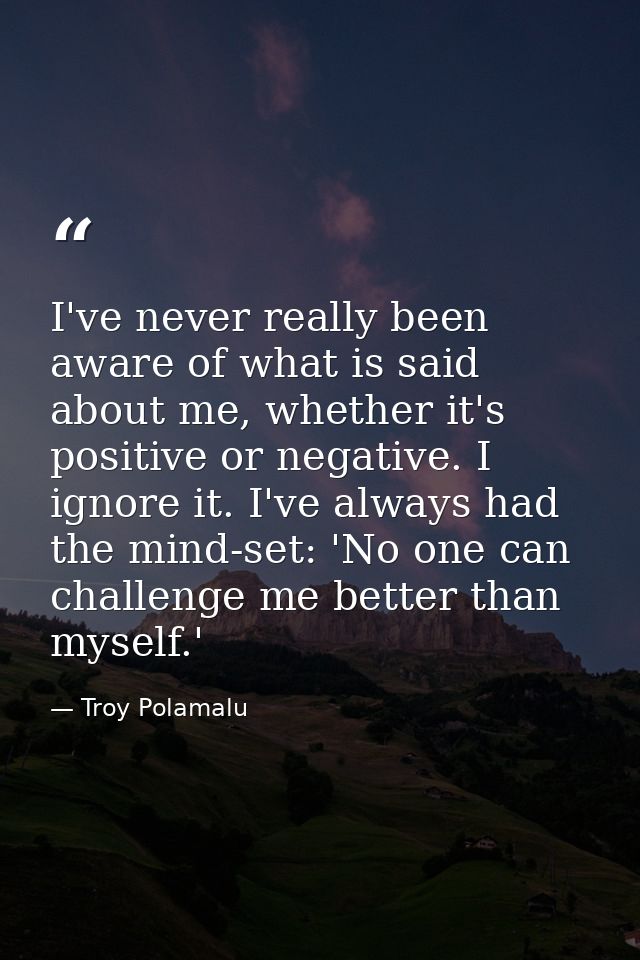 I've never really been aware of what is said about me, whether it's positive or negative. I ignore it. I've always had t — Troy Polamalu