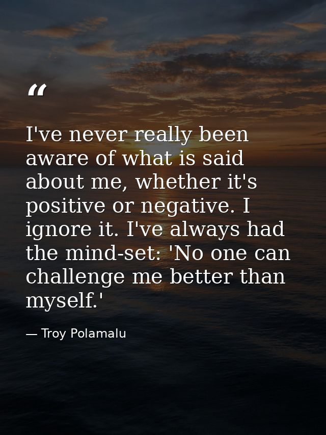 I've never really been aware of what is said about me, whether it's positive or negative. I ignore it. I've always had t — Troy Polamalu