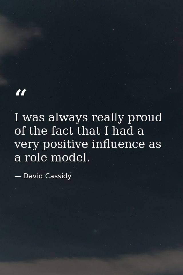 I was always really proud of the fact that I had a very positive influence as a role model. — David Cassidy