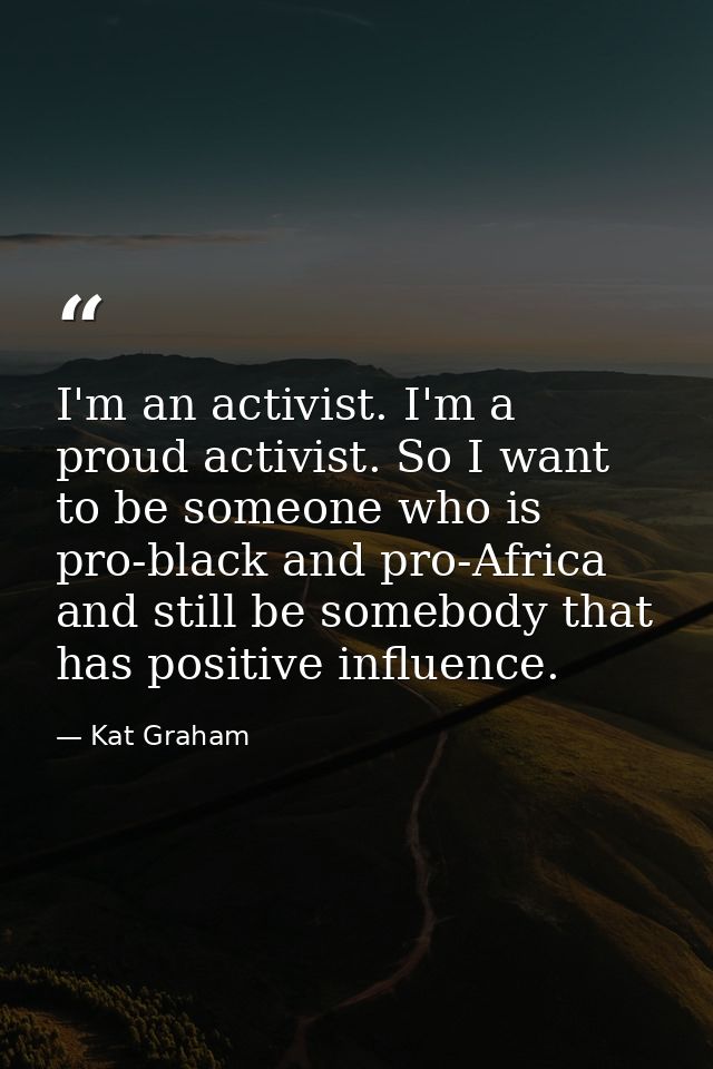 I'm an activist. I'm a proud activist. So I want to be someone who is pro-black and pro-Africa and still be somebody tha — Kat Graham