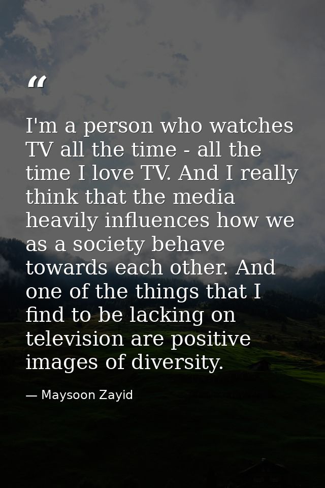 I'm a person who watches TV all the time - all the time I love TV. And I really think that the media heavily influences  — Maysoon Zayid
