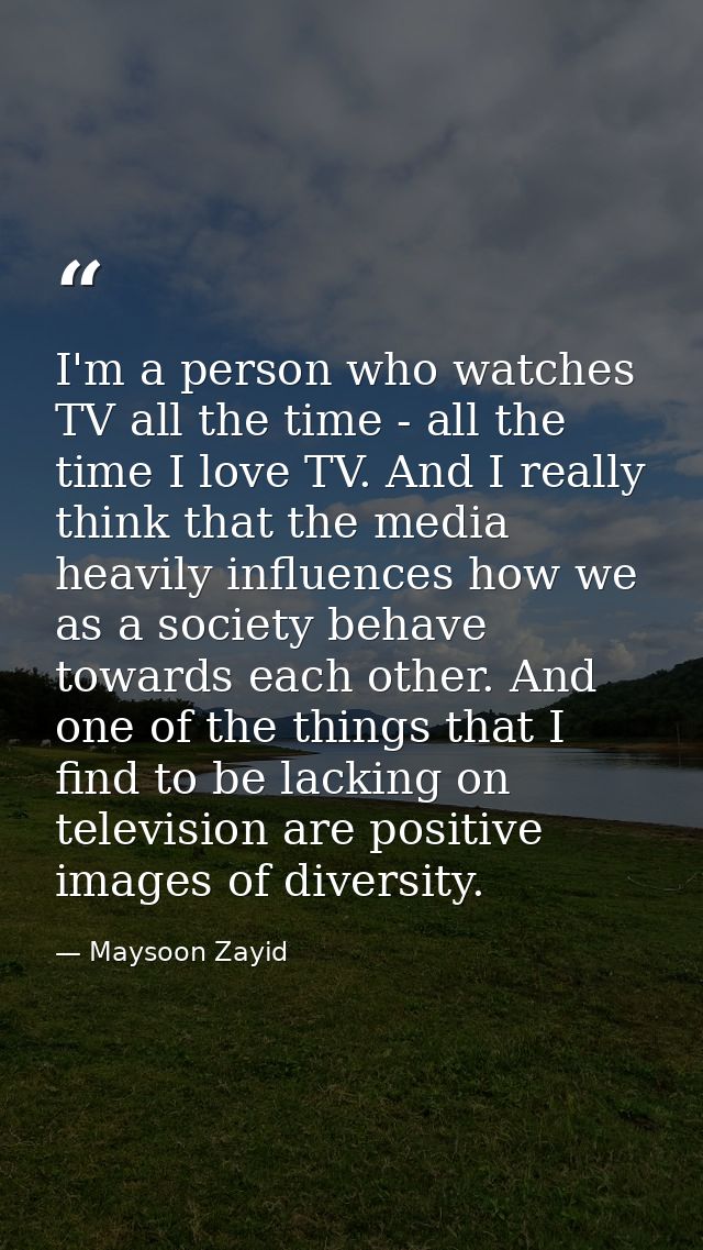 I'm a person who watches TV all the time - all the time I love TV. And I really think that the media heavily influences  — Maysoon Zayid
