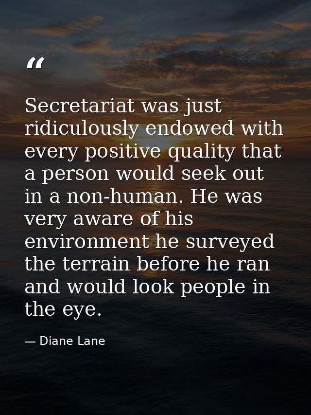 Secretariat was just ridiculously endowed with every positive quality that a person would seek out in a non-human. He wa — Diane Lane