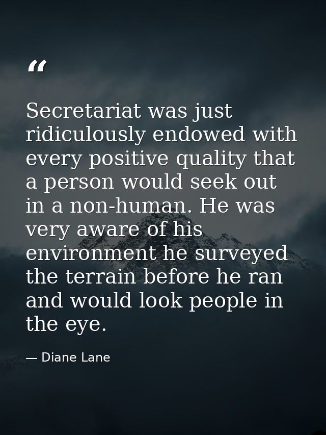 Secretariat was just ridiculously endowed with every positive quality that a person would seek out in a non-human. He wa — Diane Lane