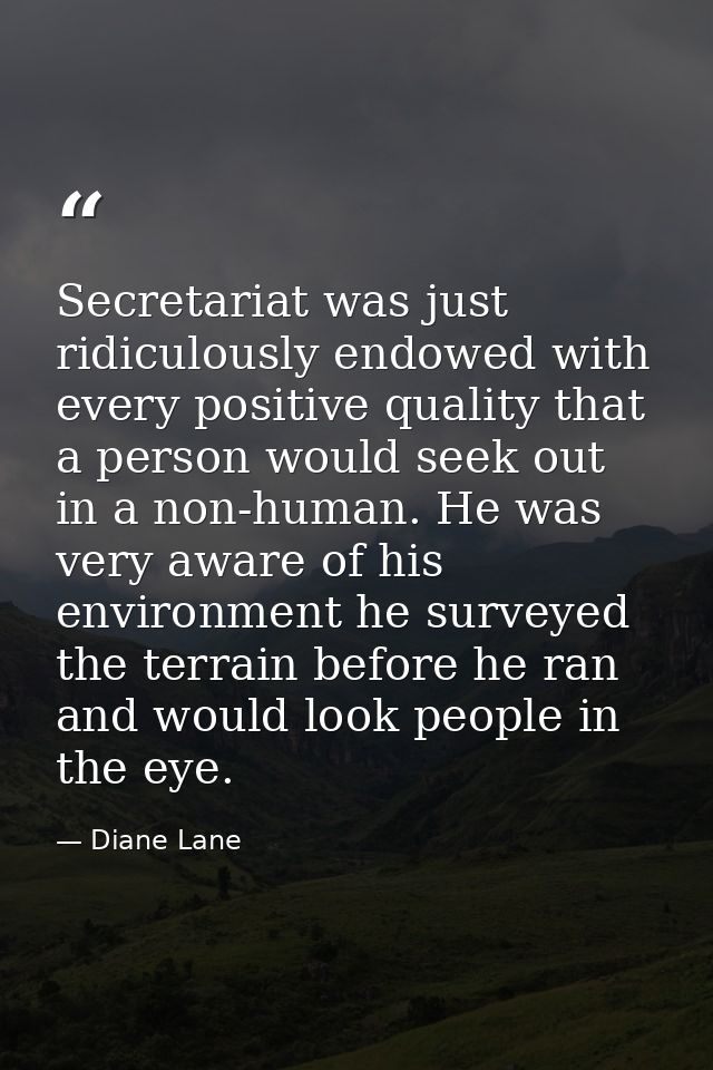 Secretariat was just ridiculously endowed with every positive quality that a person would seek out in a non-human. He wa — Diane Lane