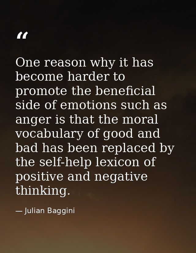 One reason why it has become harder to promote the beneficial side of emotions such as anger is that the moral vocabular — Julian Baggini