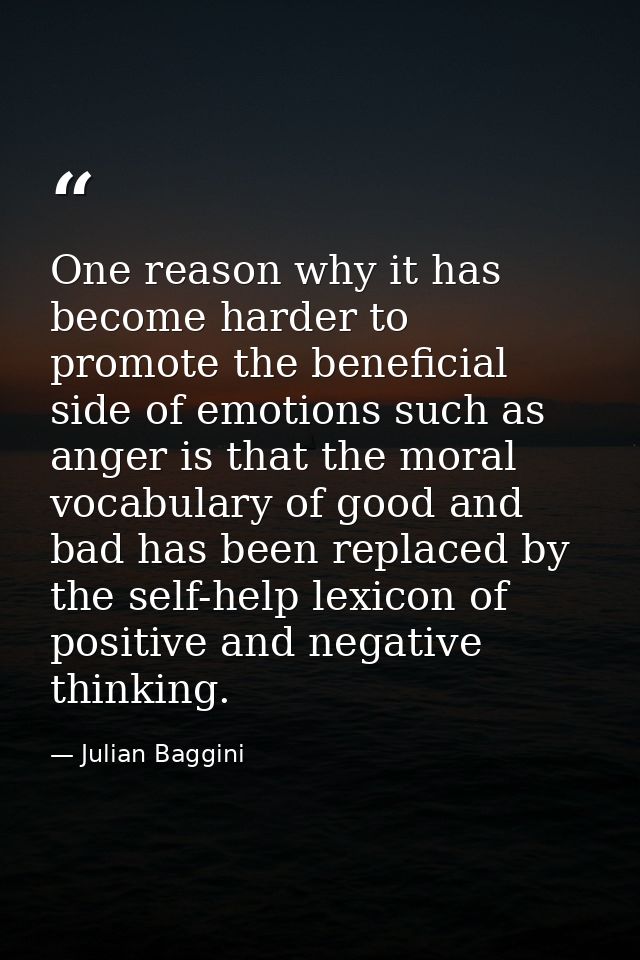 One reason why it has become harder to promote the beneficial side of emotions such as anger is that the moral vocabular — Julian Baggini