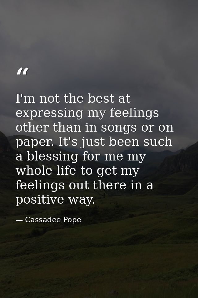 I'm not the best at expressing my feelings other than in songs or on paper. It's just been such a blessing for me my who — Cassadee Pope