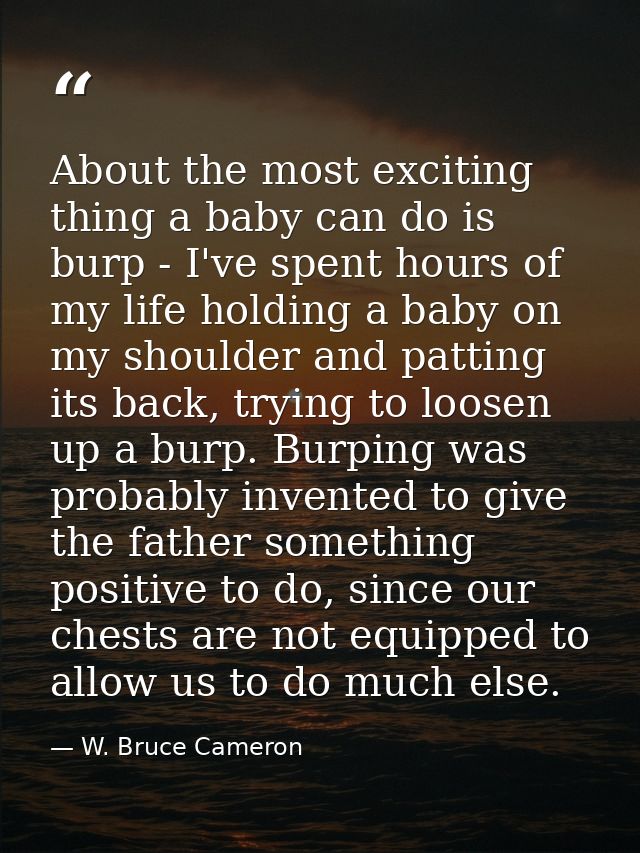 About the most exciting thing a baby can do is burp - I've spent hours of my life holding a baby on my shoulder and patt — W. Bruce Cameron