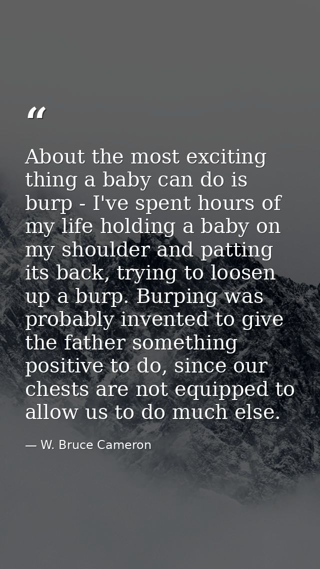 About the most exciting thing a baby can do is burp - I've spent hours of my life holding a baby on my shoulder and patt — W. Bruce Cameron