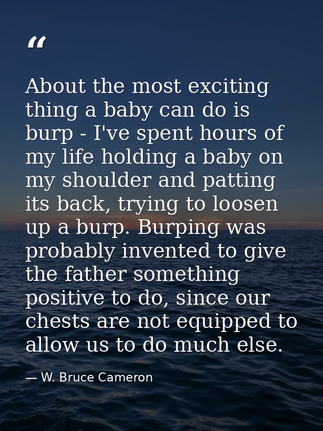 About the most exciting thing a baby can do is burp - I've spent hours of my life holding a baby on my shoulder and patt — W. Bruce Cameron