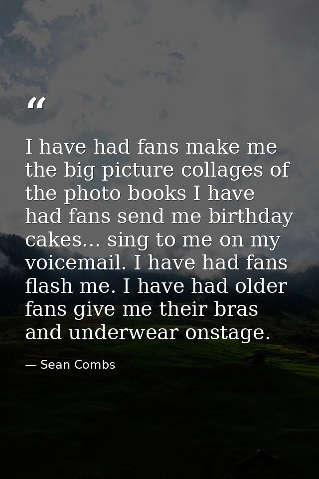 I have had fans make me the big picture collages of the photo books I have had fans send me birthday cakes... sing to me — Sean Combs