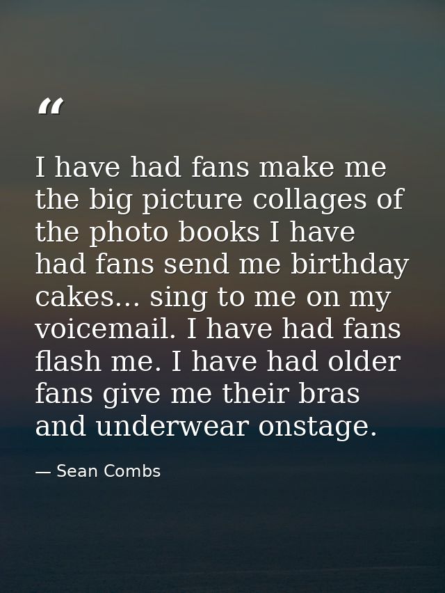 I have had fans make me the big picture collages of the photo books I have had fans send me birthday cakes... sing to me — Sean Combs