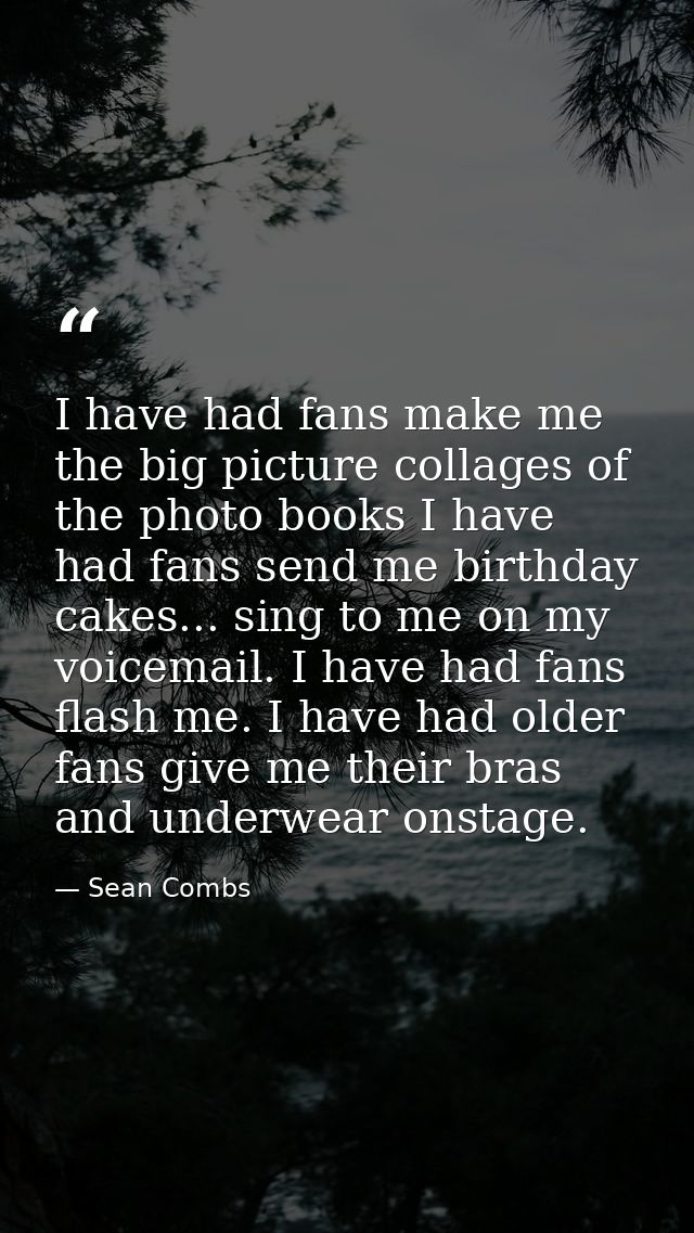 I have had fans make me the big picture collages of the photo books I have had fans send me birthday cakes... sing to me — Sean Combs