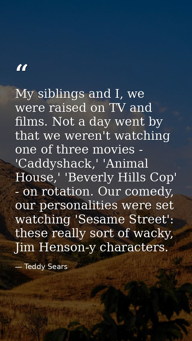 My siblings and I, we were raised on TV and films. Not a day went by that we weren't watching one of three movies - 'Cad — Teddy Sears