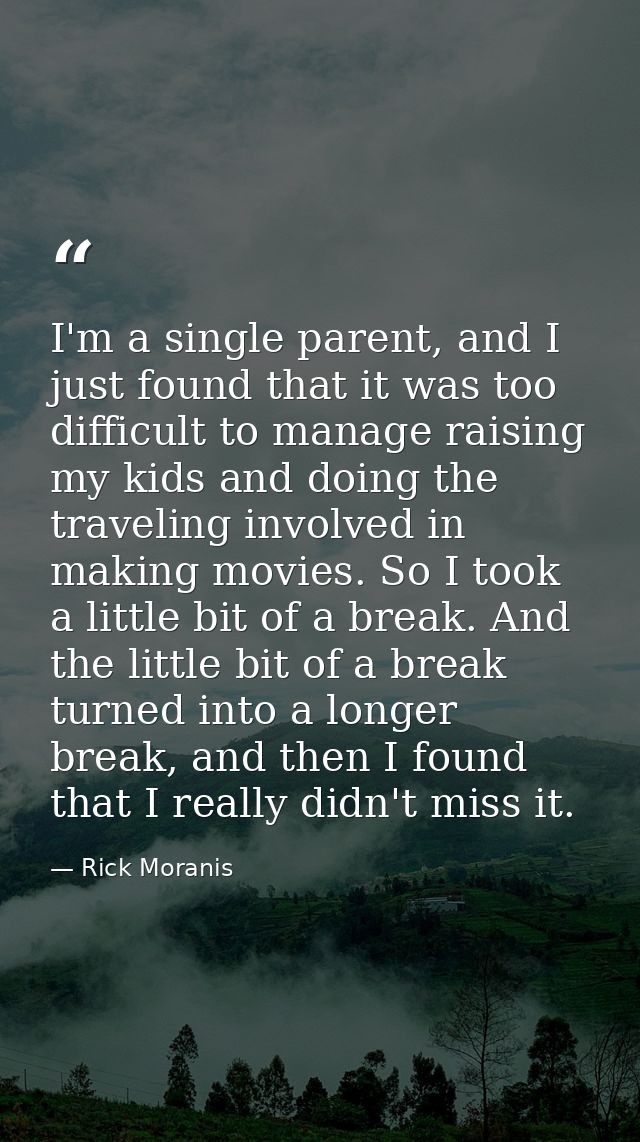 I'm a single parent, and I just found that it was too difficult to manage raising my kids and doing the traveling involv — Rick Moranis