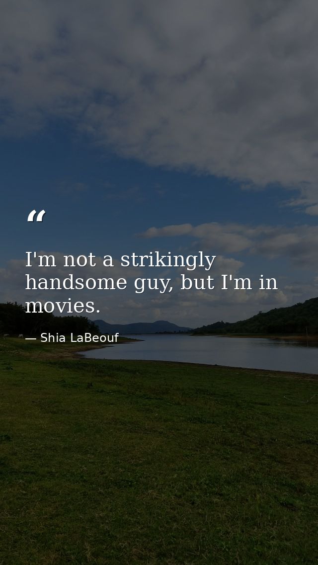 I'm not a strikingly handsome guy, but I'm in movies. — Shia LaBeouf