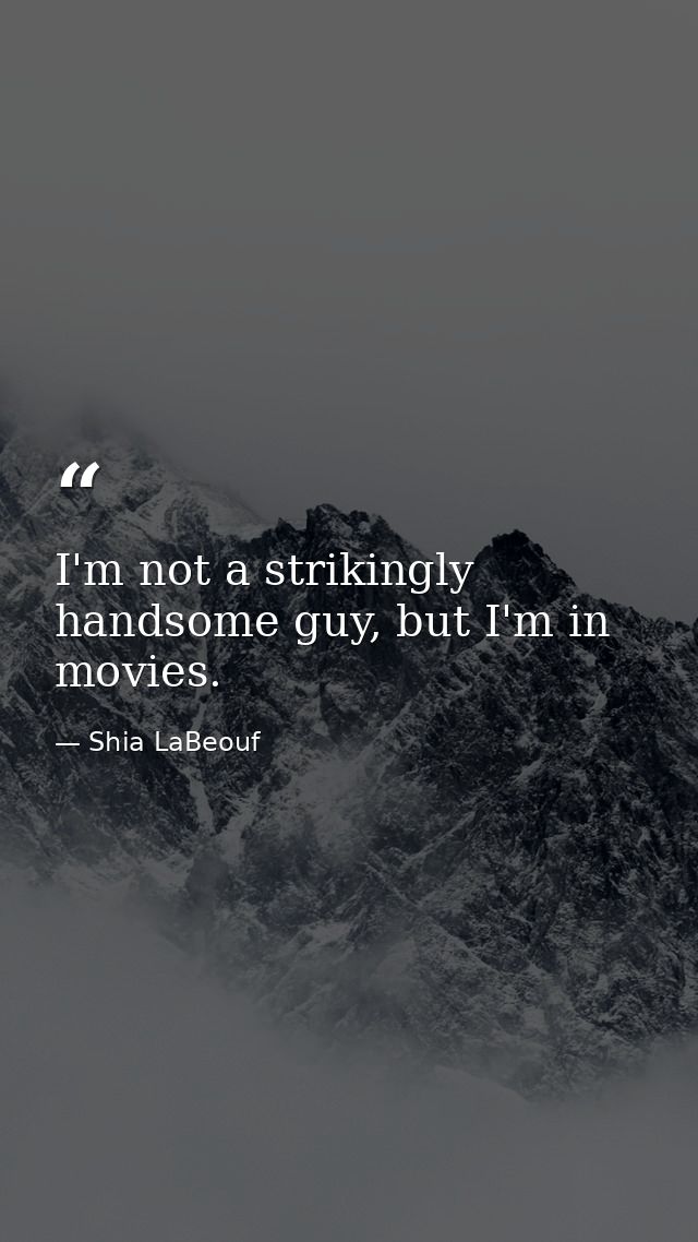 I'm not a strikingly handsome guy, but I'm in movies. — Shia LaBeouf