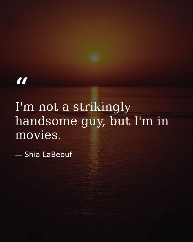 I'm not a strikingly handsome guy, but I'm in movies. — Shia LaBeouf