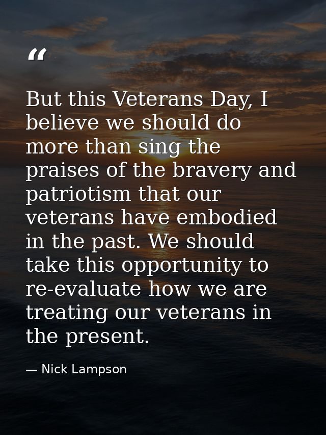 But this Veterans Day, I believe we should do more than sing the praises of the bravery and patriotism that our veterans — Nick Lampson