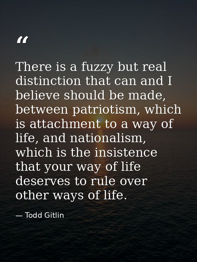 There is a fuzzy but real distinction that can and I believe should be made, between patriotism, which is attachment to  — Todd Gitlin