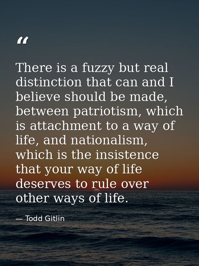 There is a fuzzy but real distinction that can and I believe should be made, between patriotism, which is attachment to  — Todd Gitlin