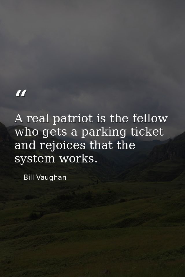 A real patriot is the fellow who gets a parking ticket and rejoices that the system works. — Bill Vaughan
