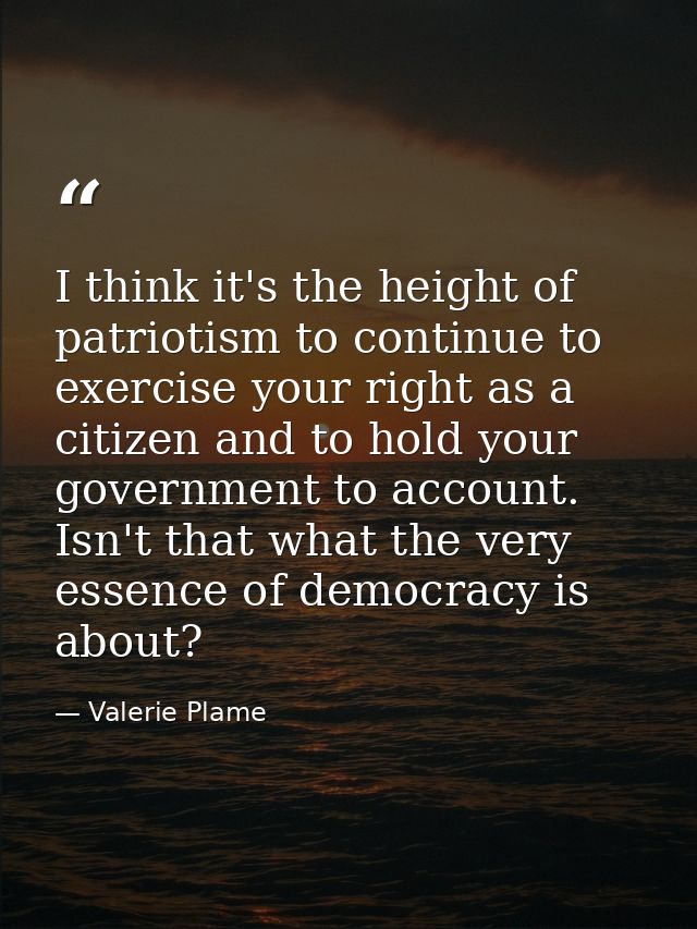 I think it's the height of patriotism to continue to exercise your right as a citizen and to hold your government to acc — Valerie Plame