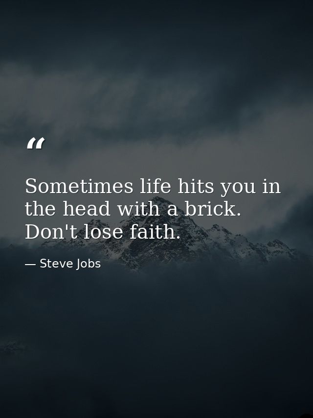 Sometimes life hits you in the head with a brick. Don't lose faith. — Steve Jobs