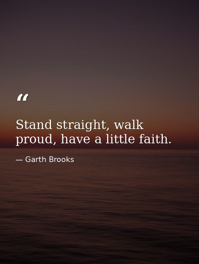 Stand straight, walk proud, have a little faith. — Garth Brooks