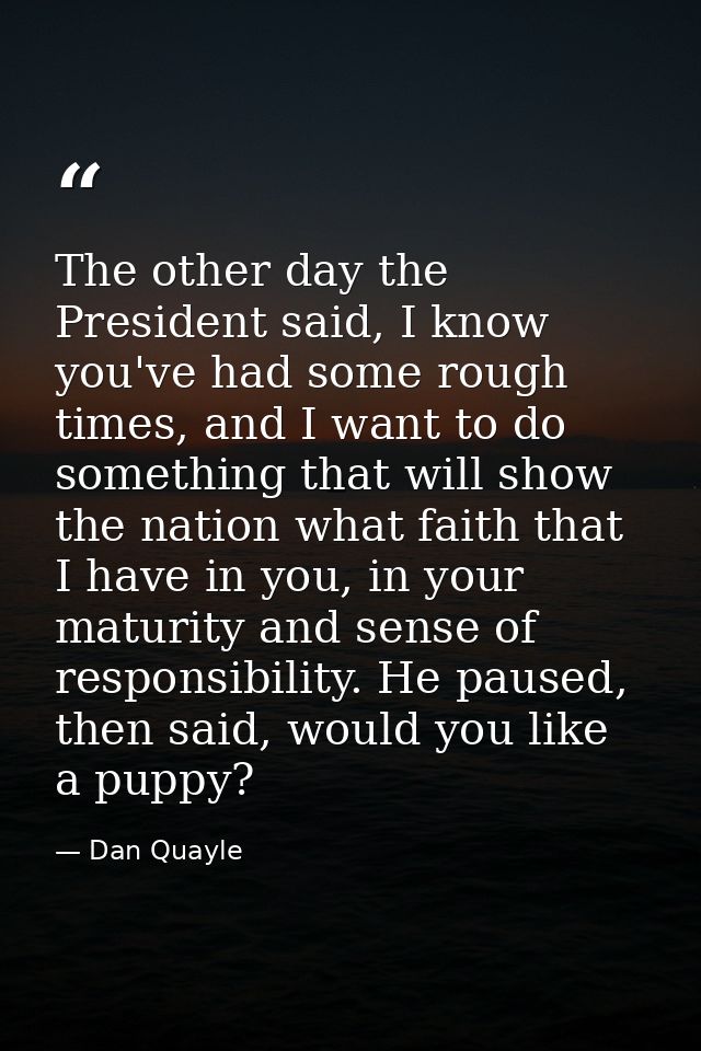 The other day the President said, I know you've had some rough times, and I want to do something that will show the nati — Dan Quayle
