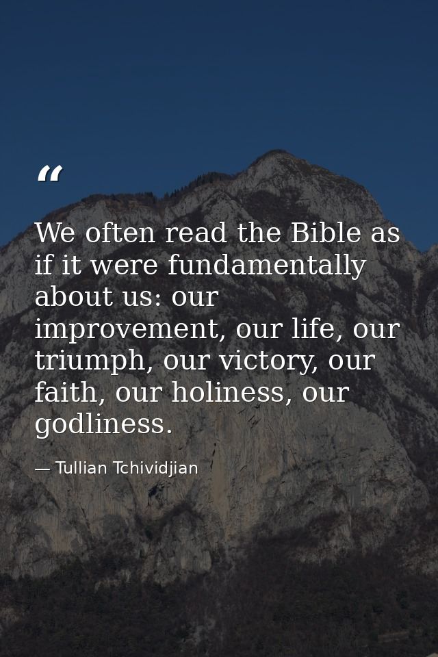 We often read the Bible as if it were fundamentally about us: our improvement, our life, our triumph, our victory, our f — Tullian Tchividjian