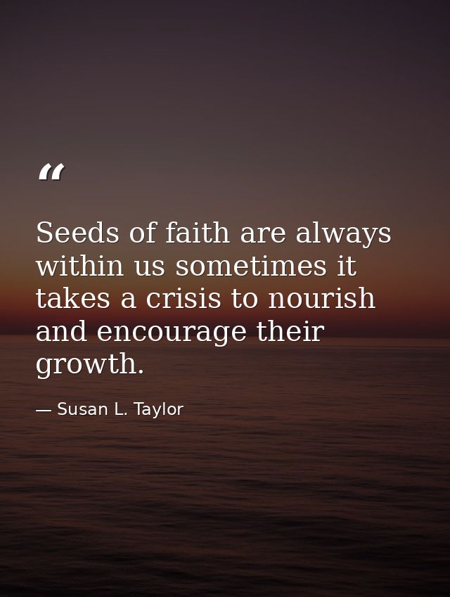 Seeds of faith are always within us sometimes it takes a crisis to nourish and encourage their growth. — Susan L. Taylor