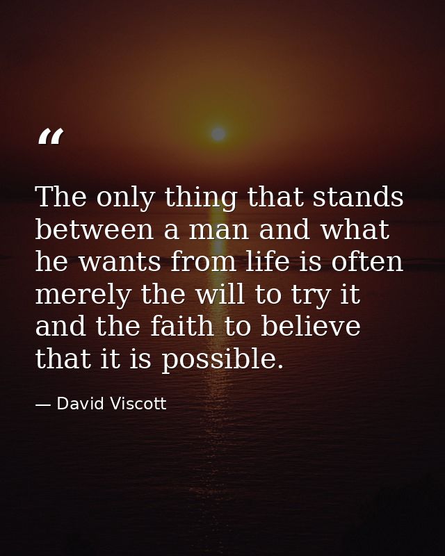 The only thing that stands between a man and what he wants from life is often merely the will to try it and the faith to — David Viscott